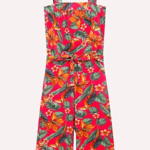 Macação Infantil Menina Tropical Rosa