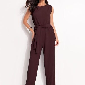 Macacão Marrom em Malha Texturizada