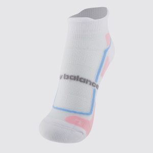 Meia New Balance Cano Invisível Performance Feminina Branca e Rosa