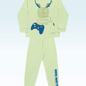 Pijama Camiseta Manga Longa e Calça Verde