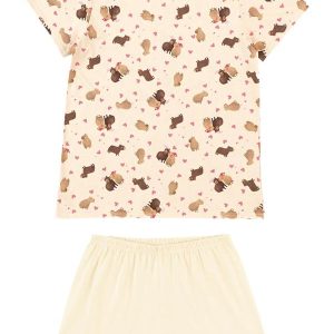 Pijama Curto Capivaras Apaixonadas Off White
