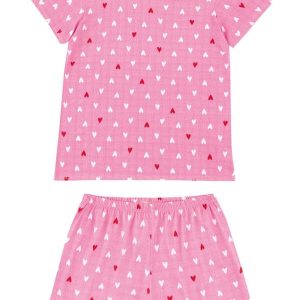 Pijama Curto Corações Rosa Escuro