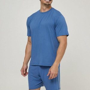Pijama Curto Masculino Viscolycra Azul