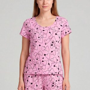 Pijama Feminina Short e Blusa Rosa