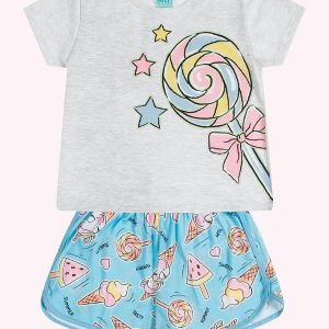 Pijama Infantil Menina Doces Cinza