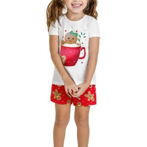 Pijama Infantil Menina Natal Branco