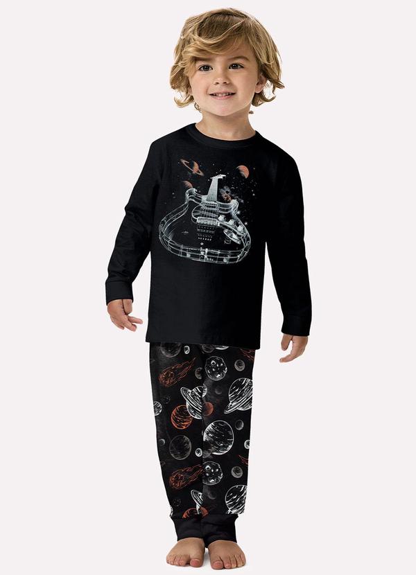 Pijama Infantil Menino Brilha no Escuro Preto