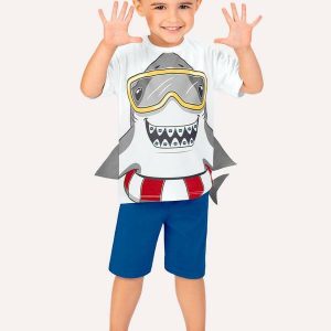 Pijama Infantil Menino Tubarão Branco