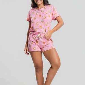 Pijama Short e Blusa M/C Malha Fashion Rosa