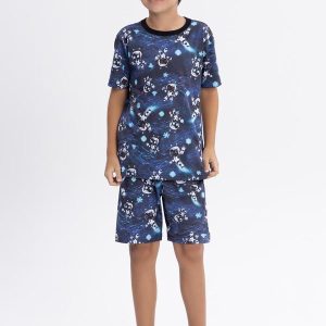 Pijama Unissex com Bermuda e Camiseta Azul