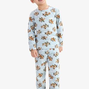Pijama em Meia Malha Azul