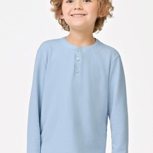 Polo Infantil Manga Longa Masculina Azul