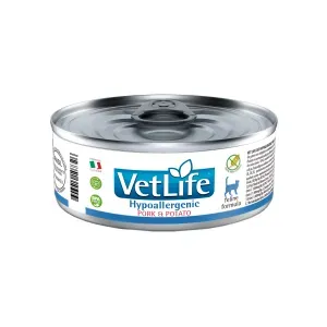 Ração Úmida Vet Life Hypoallergenic para Gatos Adultos Pork & Potato - 85 g