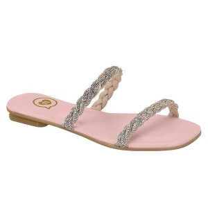 Rasteira Molekinha Rosa com Strass