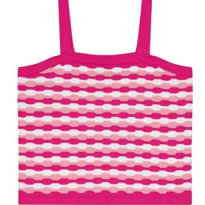 Regata Cropped Infantil Menina em Tricô Rosa