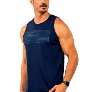 Regata Fitness com Estampa Masculina Azul