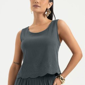 Regata em Viscose Cinza Escuro