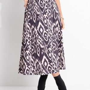 Saia Animal Print em Malha Fria