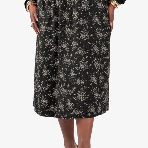 Saia Midi Estampada Plus Size Preto
