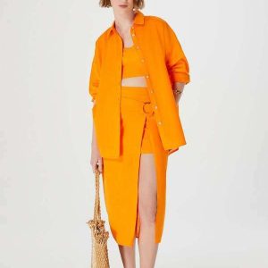 Saia Midi Pareo com Argola Laranja
