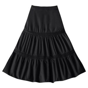 Saia Midi Tricoline Preto