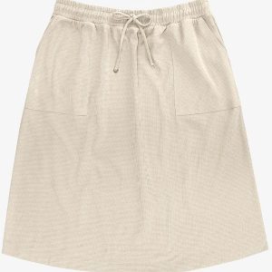 Saia Midi com Bolso Plus Size Bege