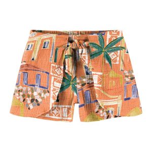 Short Infantil Menina Estampa Laranja