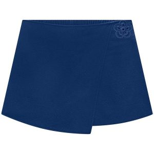Short-Saia Infantil Menina em Linho Azul
