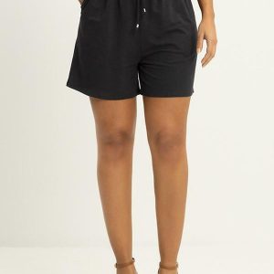 Shorts com Amarração Frontal Malha Viscose Preto
