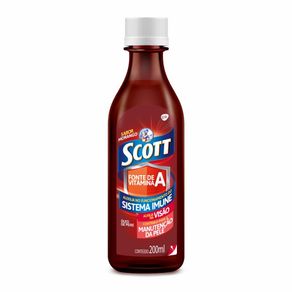Suplemento de Vitaminas A e D Emulsão Scott Sabor Morango 200ml