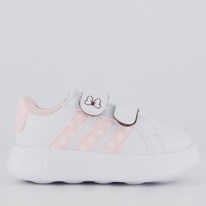 Tênis Adidas Court Minnie Branco e Rosa Infantil