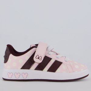 Tênis Adidas Court Minnie Juvenil Rosa e Bordô