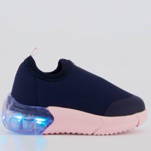 Tênis Bibi Luzes Space Infantil Azul e Rosa