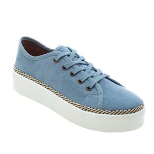 Tênis Casual Feminino Azul em Camurça