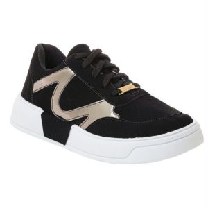 Tênis Casual Preto com Adereço Dourado