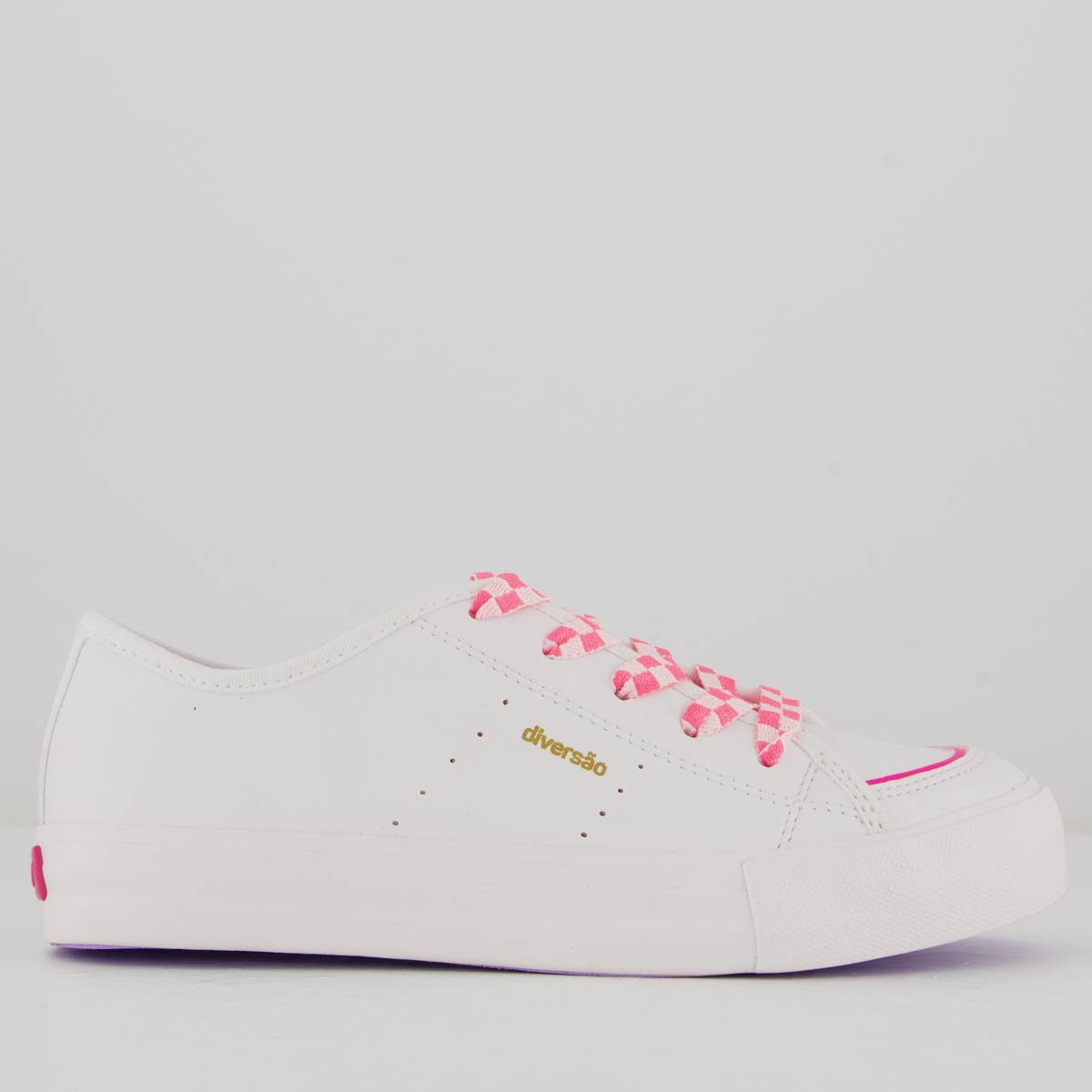 Tênis Diversão Mini Roos Juvenil Branco e Rosa