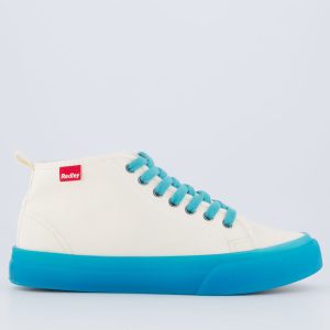 Tênis Redley Cano Médio Off White e Azul Turquesa