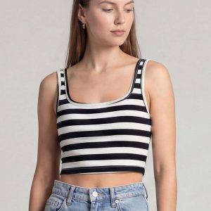 Top Feminino Regata em Ribana Preto