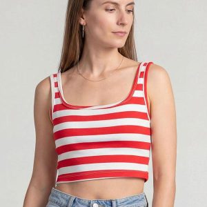 Top Feminino Regata em Ribana Vermelho
