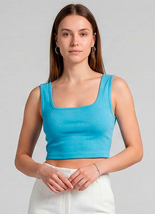 Top Feminino com Decote Quadrado Azul