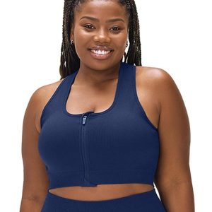Top Plus Size com Zíper e Bojo Removível Azul
