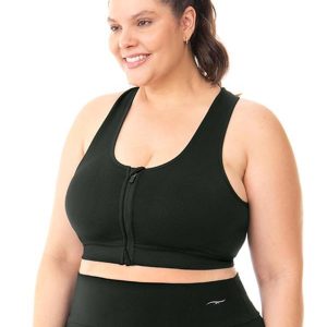 Top Plus Size com Zíper e Bojo Removível Preto
