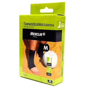 Tornozeleira Mercur Elástica Tamanho M Cor Preta 1 Par