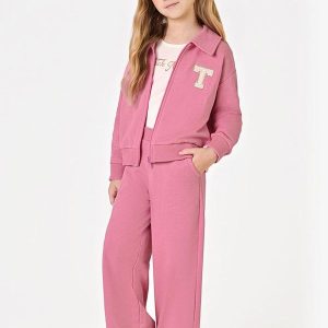 Trijunto Jaqueta Blusa Calça Moletom Rosa