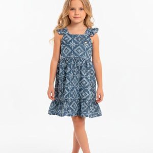 Vestido 3 Marias em Bordado Denin Azul
