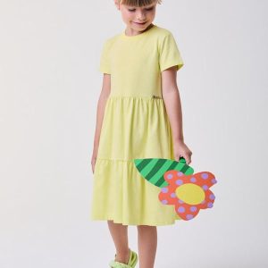 Vestido Amarelo Manteiga com Marias Amarelo