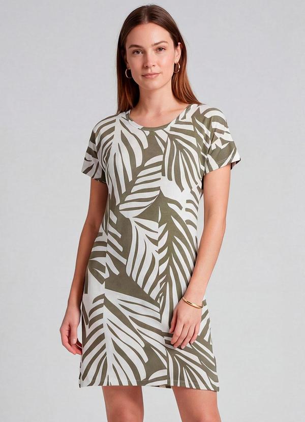 Vestido Básico com Gola Redonda Verde