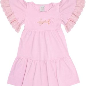 Vestido Cotton Leve Trabalhado Rosa