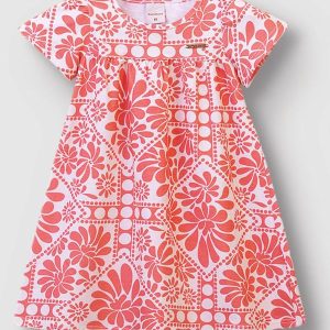 Vestido Curto Floral Amplo Laranja