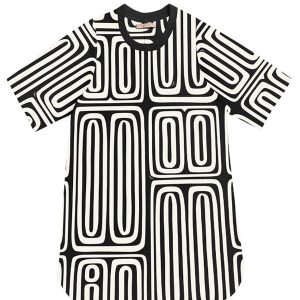Vestido Curto Viscose Estampada Preto